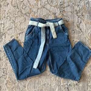 H&M High Waisted DIY Bleached Belt Mom Jeans